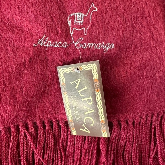 2 for $26 Alpaca Camargo Peruvian Alpaca Wool Blend Scarf Maroon NWT - Picture 4 of 6